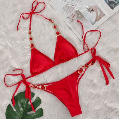 Sexy bikini set luxury crystal diamond strap