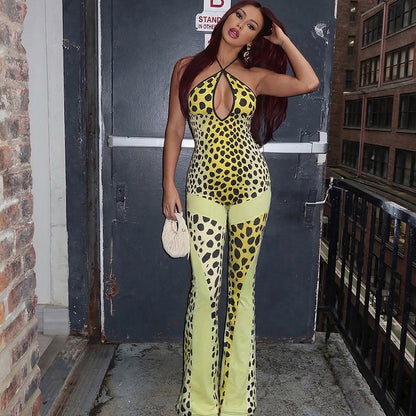 SXR spring sexy backless water drop collar lace-up halterneck slightly pull long conjoined trousers