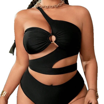 CL (L-3XL) sexy one-shoulder hollow split large size swimsuit bikini