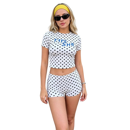 SXR K6S08332A spring and summer cropped T-shirt hip shorts polka dot set