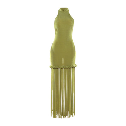 SXR 2026 spring tassel design halter sexy backless dress