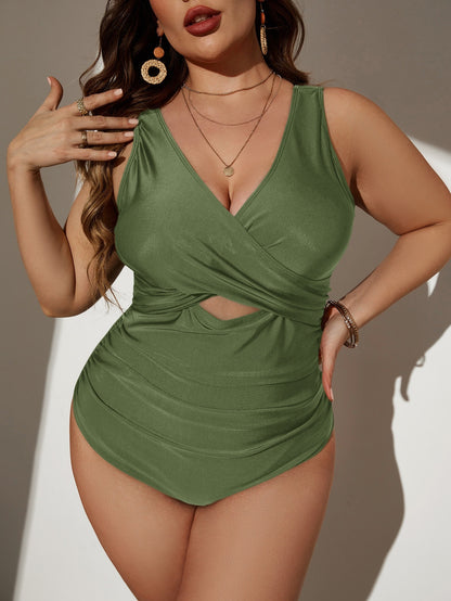 LF (L-4XL) sexy suit one-piece solid color multi-color plus size swimsuit