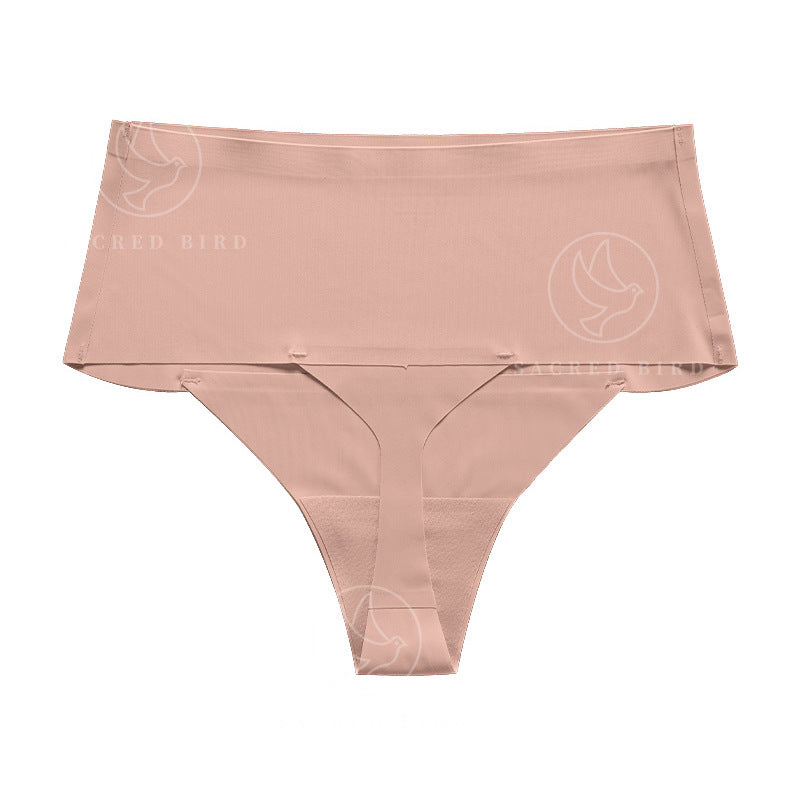 Simple T-shaped traceless plus size one-piece Ice Silk nude feel cotton crotch breathable T-back