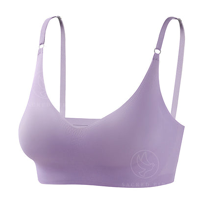 Plus size traceless adjustable push up underwear V-neck without steel ring bra bra thin mould Cup