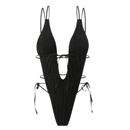 (4 days ready to ship) SY The Journey of Flower one-piece drawstring backless small swimsuit bikini