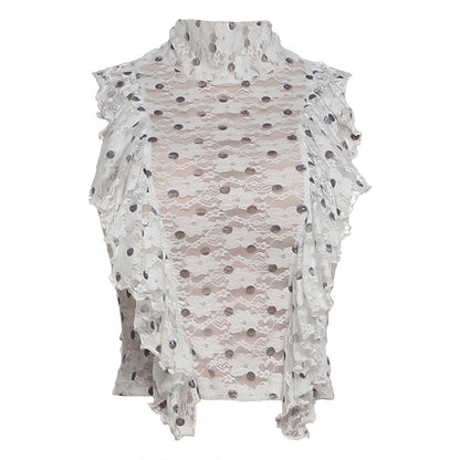 SXR K6L10937A summer polka dot lace see-through turtleneck top