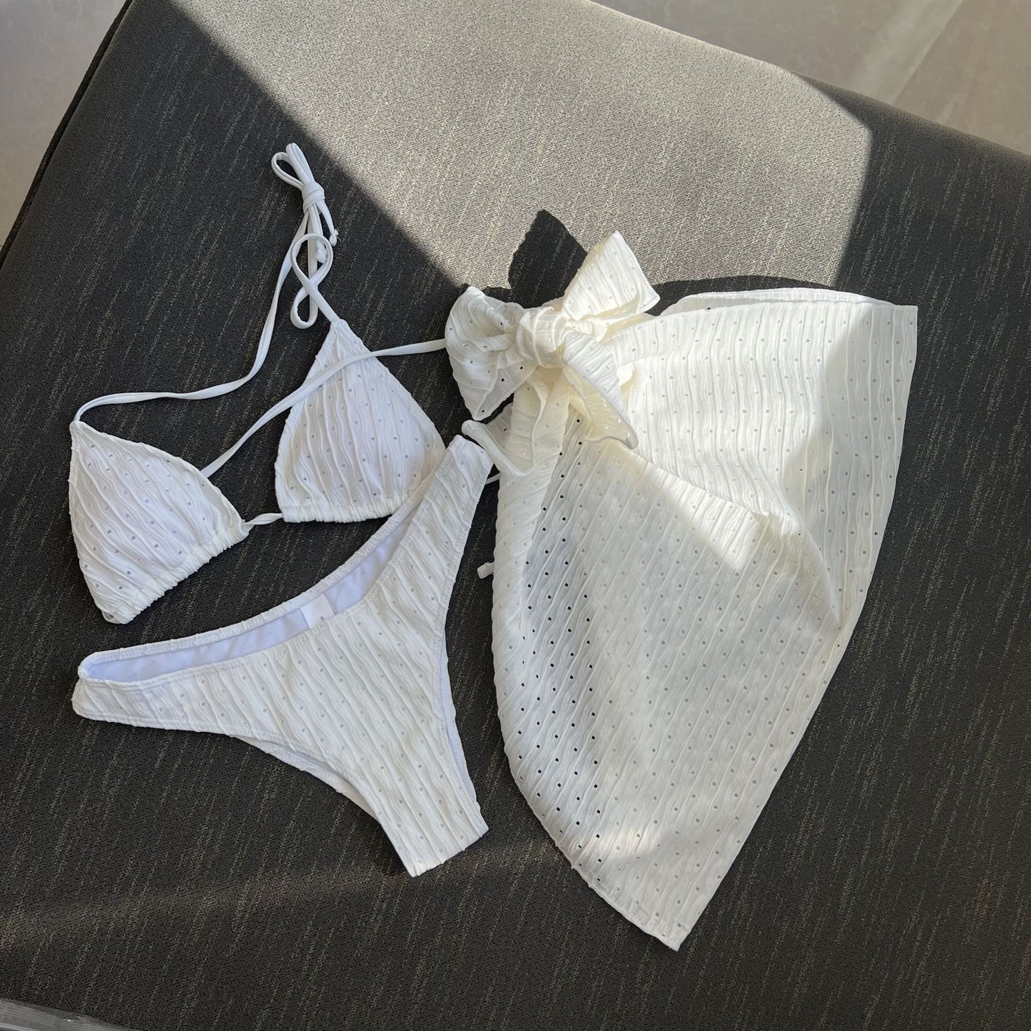 (4 days ready to ship) SY swimsuit three-piece backless drawstring strap bikini three-piece set