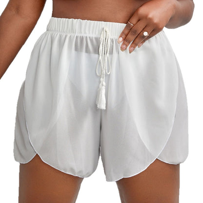 CL (L-4XL) sexy plus size swimsuit boxers high waist chiffon bikini single swimming trunks