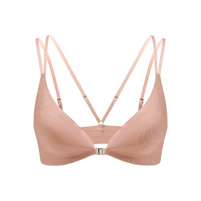 Seamless thin breathable front button underwear large size adjustment wireless bra