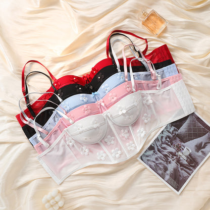 Hot selling sexy lingerie flower unlined top can be worn outside 1998