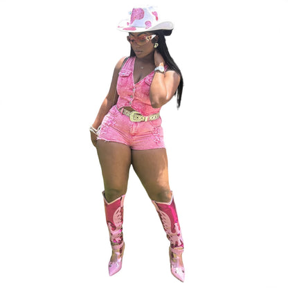 MZ (S-2XL) MZ88607 embroidered vest shorts suit