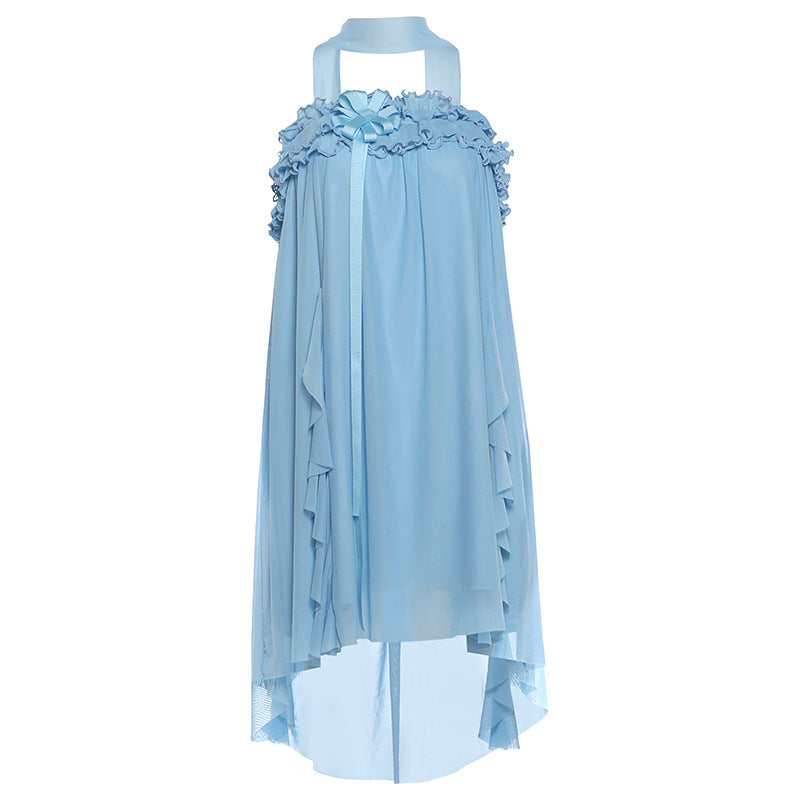 SXR K6D06758A summer vacation ribbon wooden ear tube top dress
