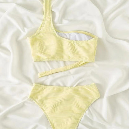 (4 days ready to ship) SY split irregular hollow-out one-shoulder split bikini