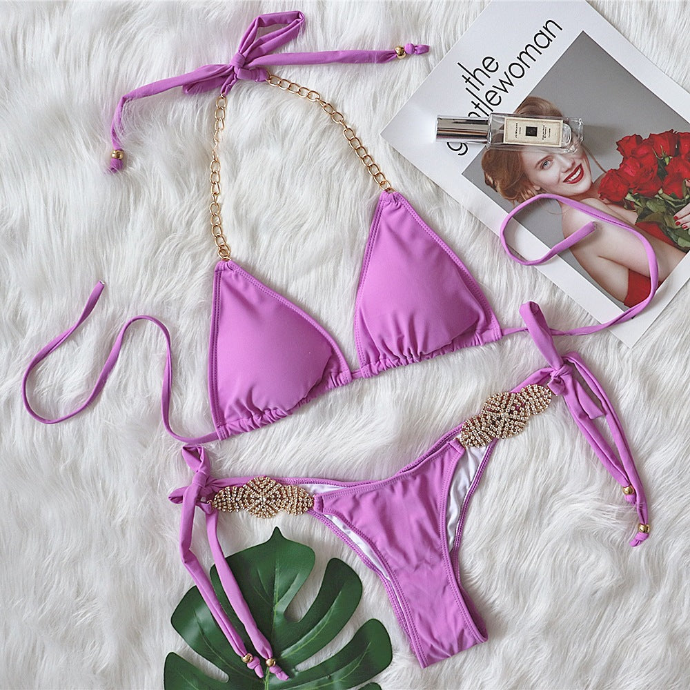 Luxury rhinestone bikini sexy lace-up