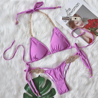 Luxury rhinestone bikini sexy lace-up