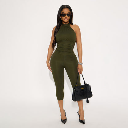 DZHT J25JP492 halter sleeveless backless jumpsuit