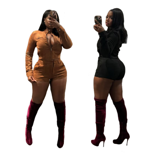 MZ (S-2XL) MZ88673 long sleeve shorts stretch deerskin velvet suit