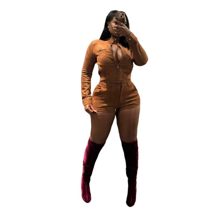 MZ (S-2XL) MZ88673 long sleeve shorts stretch deerskin velvet suit