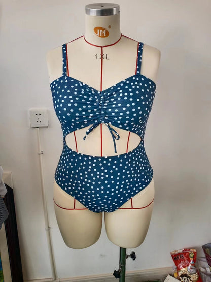 LF (L-4XL) bikini sexy suit one-piece color printing plus size swimsuit