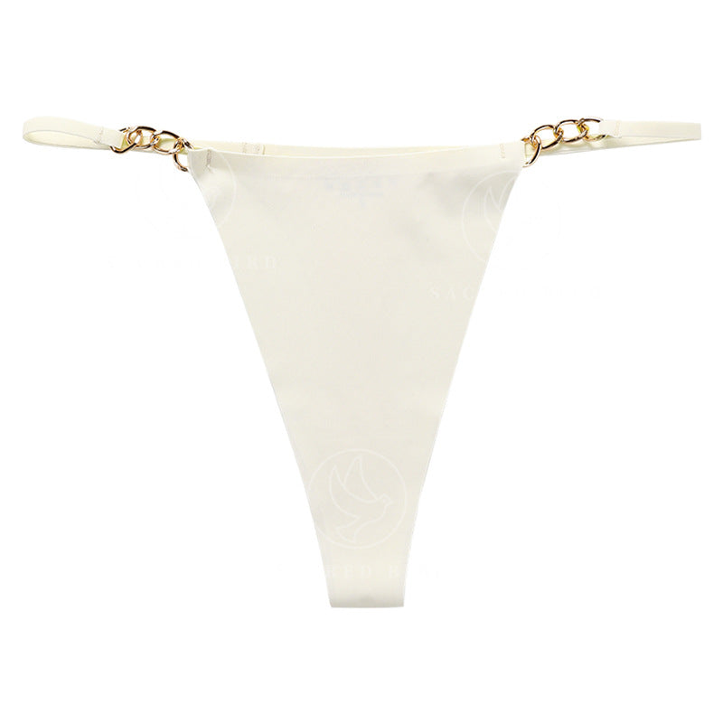 T-shaped panties seamless one-piece cotton crotch breathable quick-drying metal ring T-back