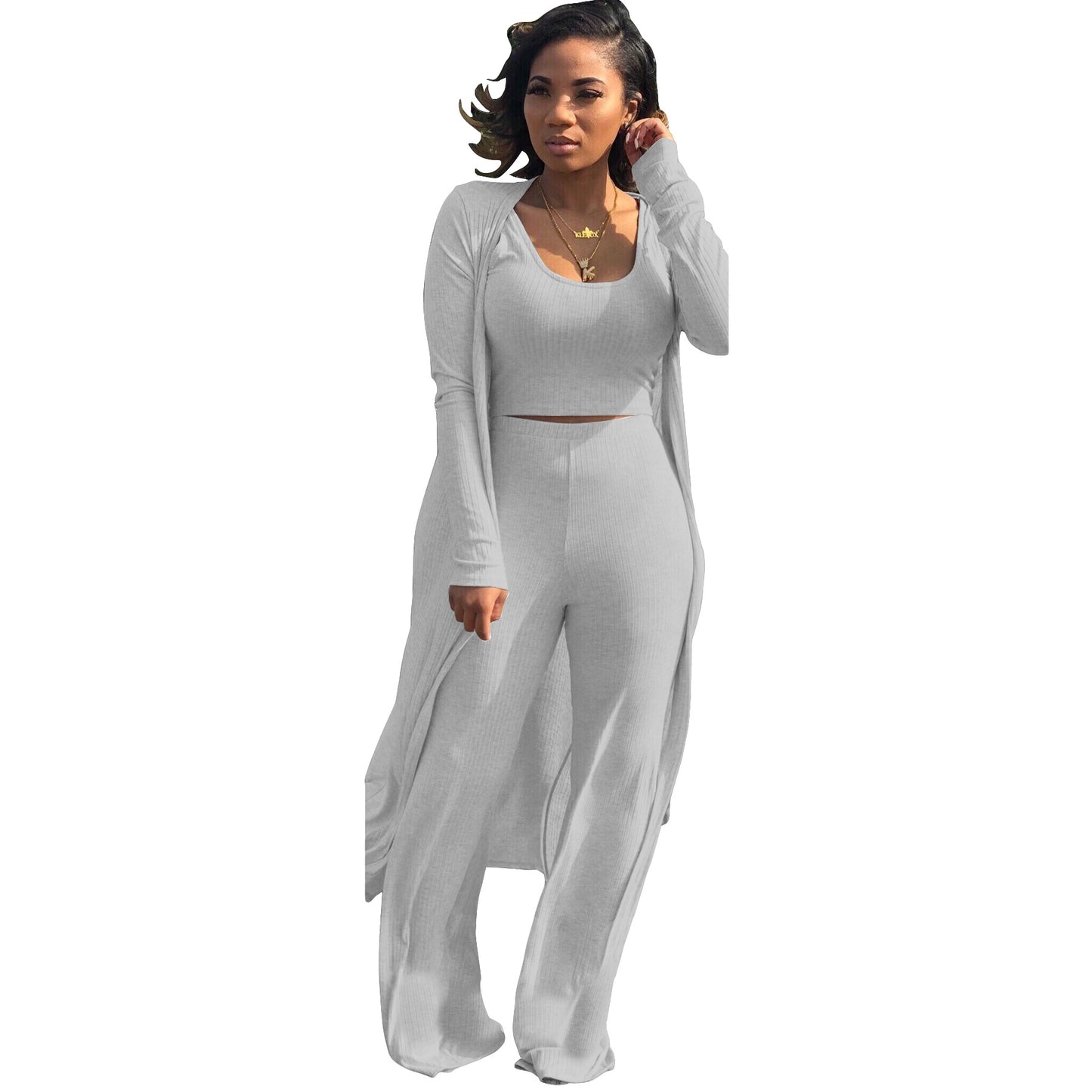 MYF (S-2XL) high elastic sunken stripe three-piece suit
