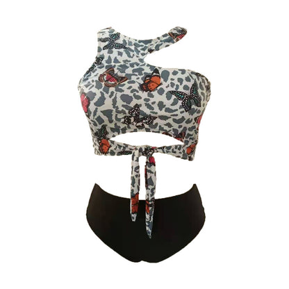 LF (L-4XL) swimsuit women's sexy split bikini floral plus size plus-sized
