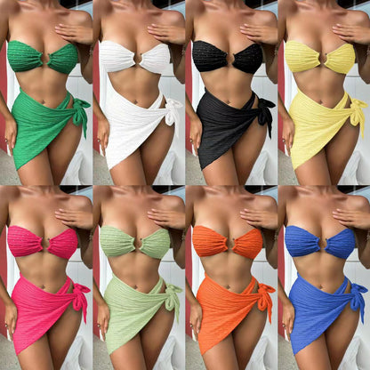 (4 days ready to ship) SY tube top skirt three-piece bikini swimsuit