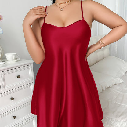DNL silk-like loose and comfortable see-through plus size sexy strap pajamas nightdress backless slip dress