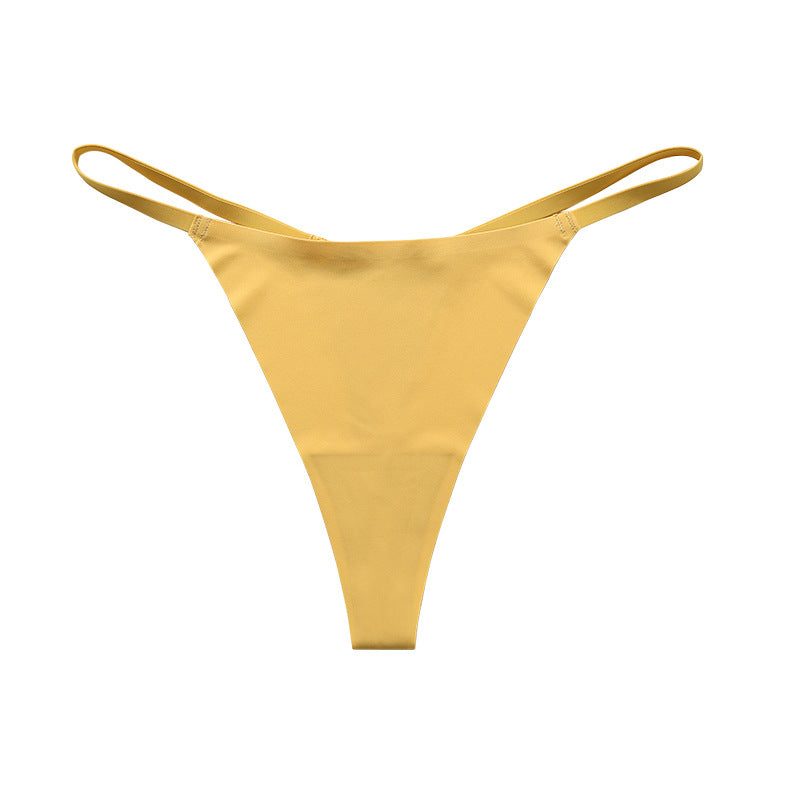 Low waist Ice Silk seamless T-back grinding cotton crotch T-shaped quick-drying