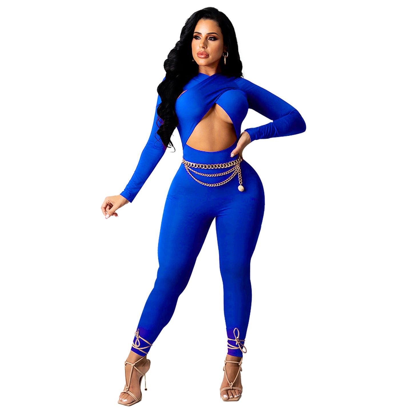 MYF (S-2XL) K9963 autumn and winter cross strap jumpsuit