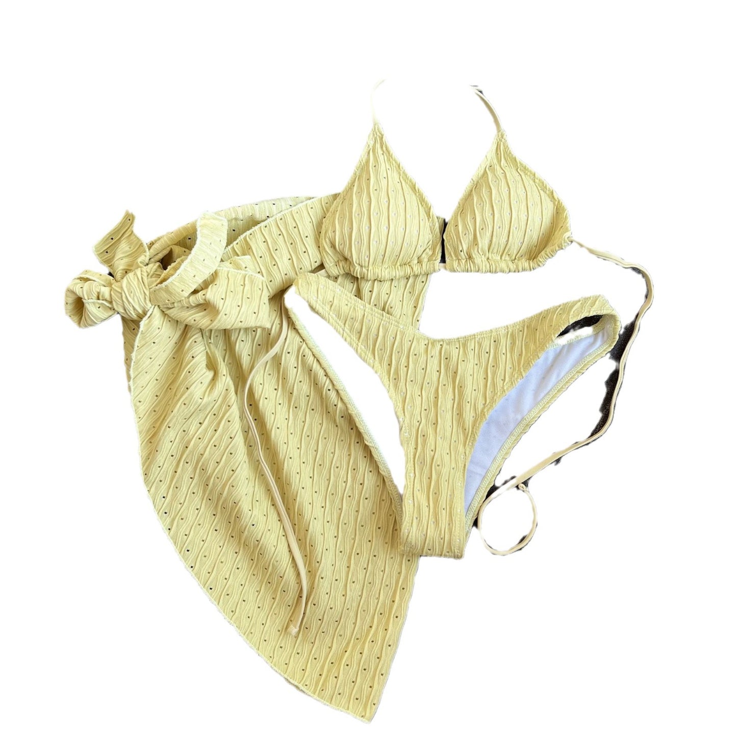 (4 days ready to ship) SY swimsuit three-piece backless drawstring strap bikini three-piece set