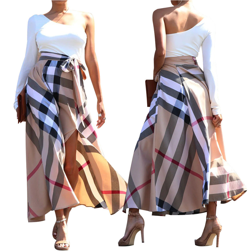 MYF (S-2XL) K10635 autumn and winter one-shoulder floral print slit dress