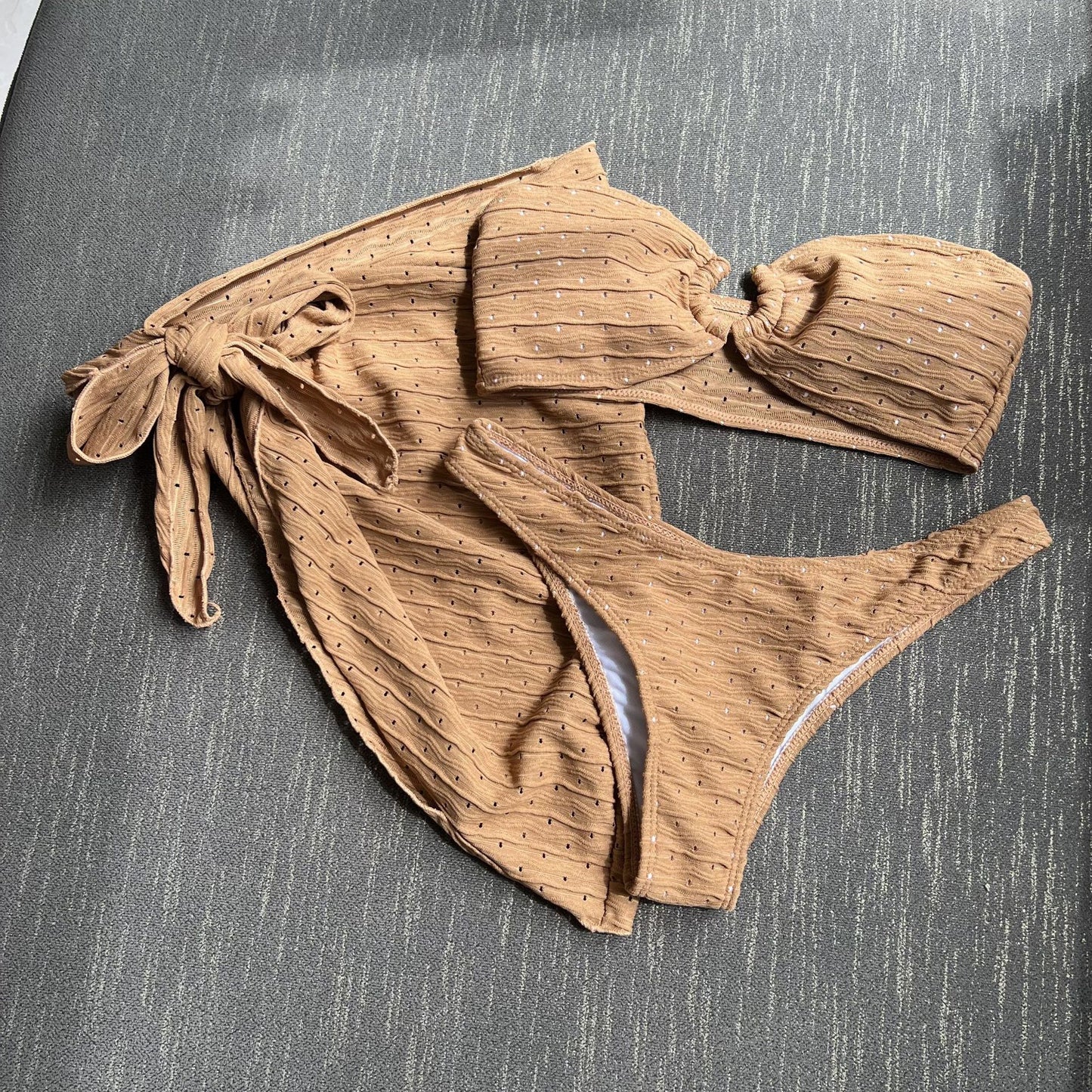 (4 days ready to ship) SY tube top skirt three-piece bikini swimsuit