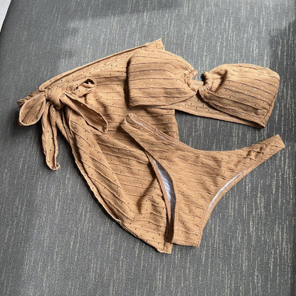 (4 days ready to ship) SY tube top skirt three-piece bikini swimsuit