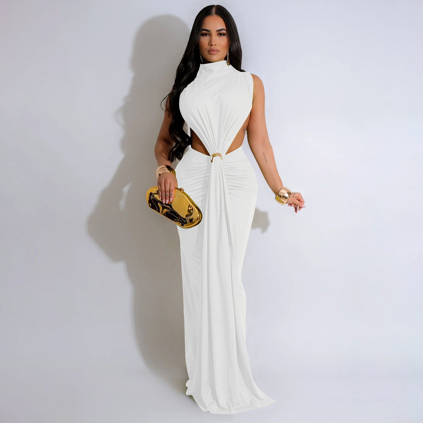 MYF (S-2XL) K10772 dress split sleeveless dress