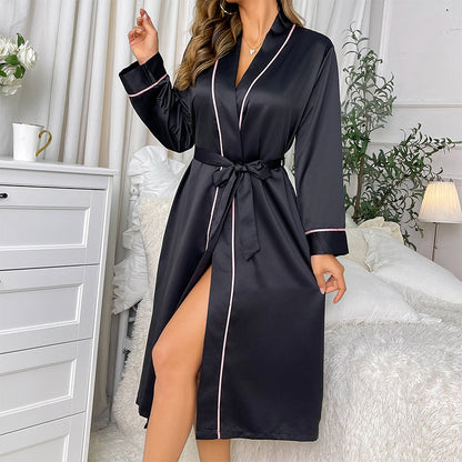 DNL long ice silk robe cardigan bathrobe
