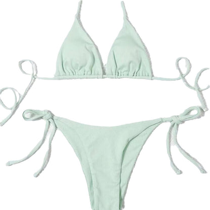 (4 days ready to ship) SY three-point small sunken stripe split bikini
