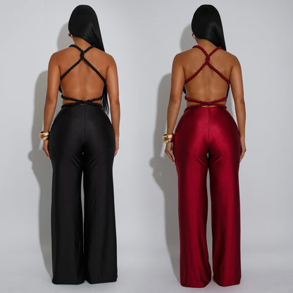 XYZ C7557 chest-wrapped backless lace up jumpsuit