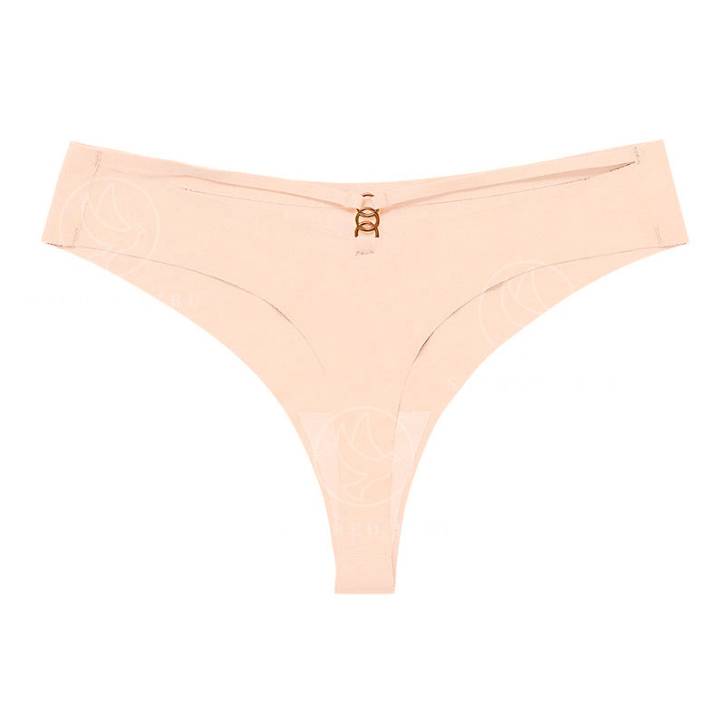 T-shaped panties seamless Ice Silk one-piece Sports yoga plus size metal ring T-back