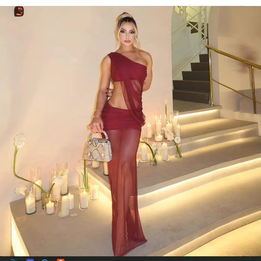 SXR spring diagonal collar midriff-baring top sheath dress two-piece suit