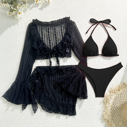 (4 days ready to ship) SY lace mesh four-piece bikini