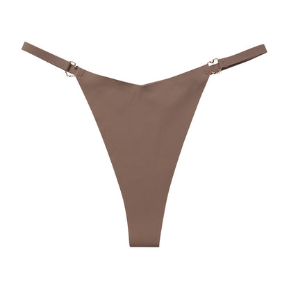 Thin belt low waist love ring seamless ice silk T-shaped Panties Plus size cotton crotch T-back