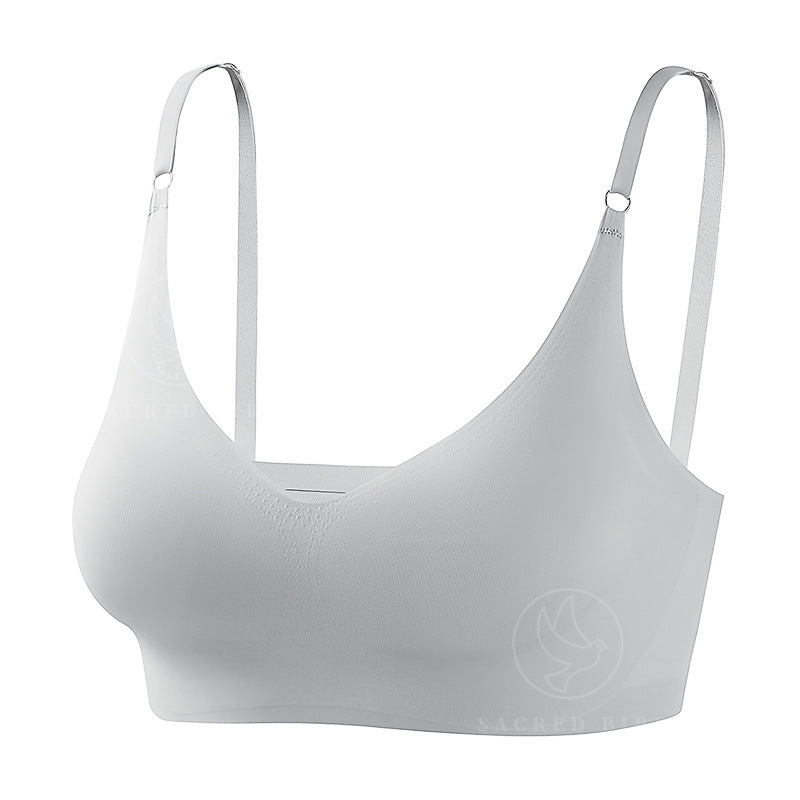 Plus size traceless adjustable push up underwear V-neck without steel ring bra bra thin mould Cup