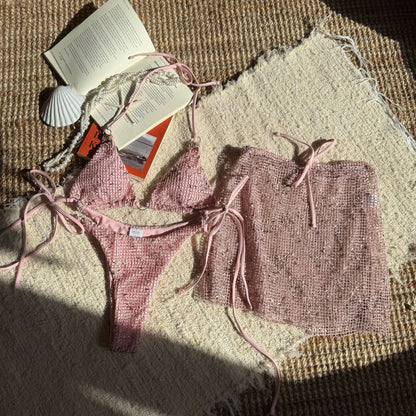 (4 days ready to ship) SY Special mesh three piece swimsuit banded bikini