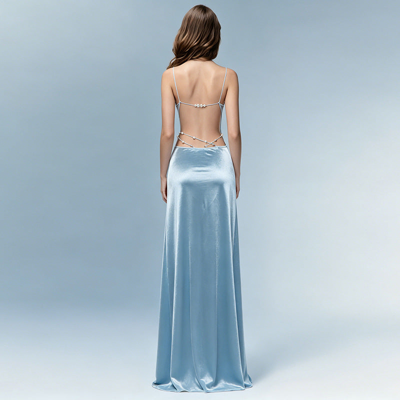 SXR K6D08687A backless Pearl suspender dress