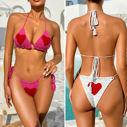 CYB Европ beach hand crocheting woven lace-up love bikini suit shirt