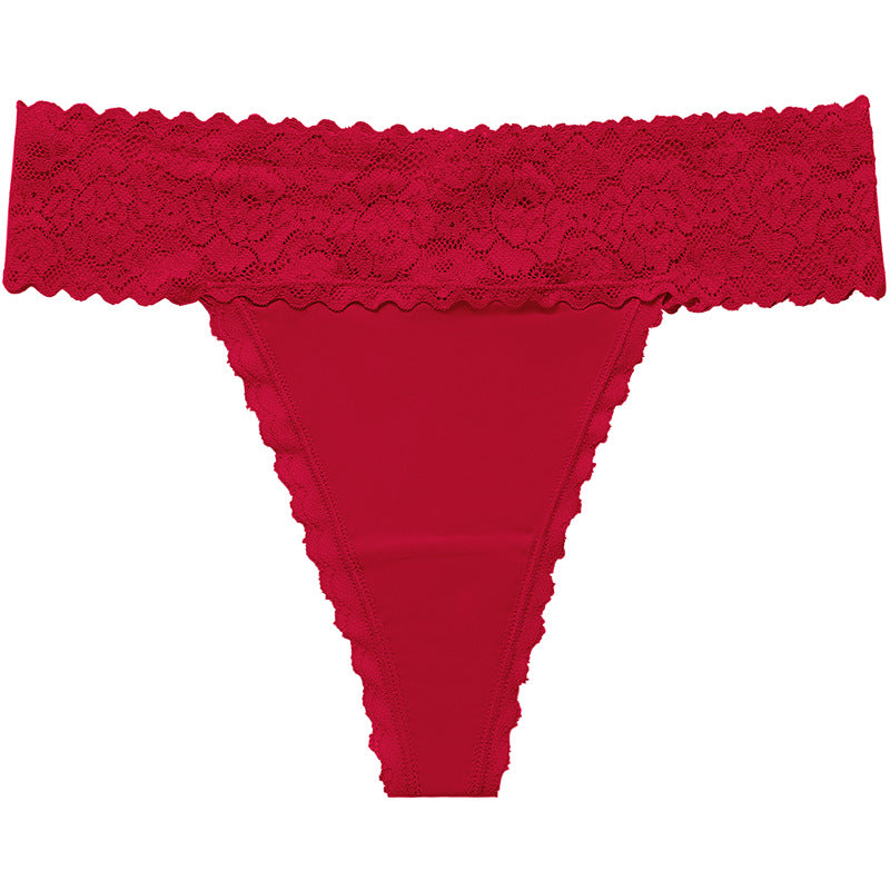 Lace grinding stitching seamless yoga sports T-shaped panties breathable quick-drying T-back