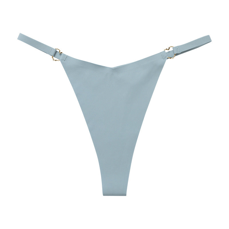 Thin belt low waist love ring seamless ice silk T-shaped Panties Plus size cotton crotch T-back