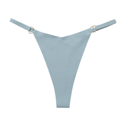 Thin belt low waist love ring seamless ice silk T-shaped Panties Plus size cotton crotch T-back