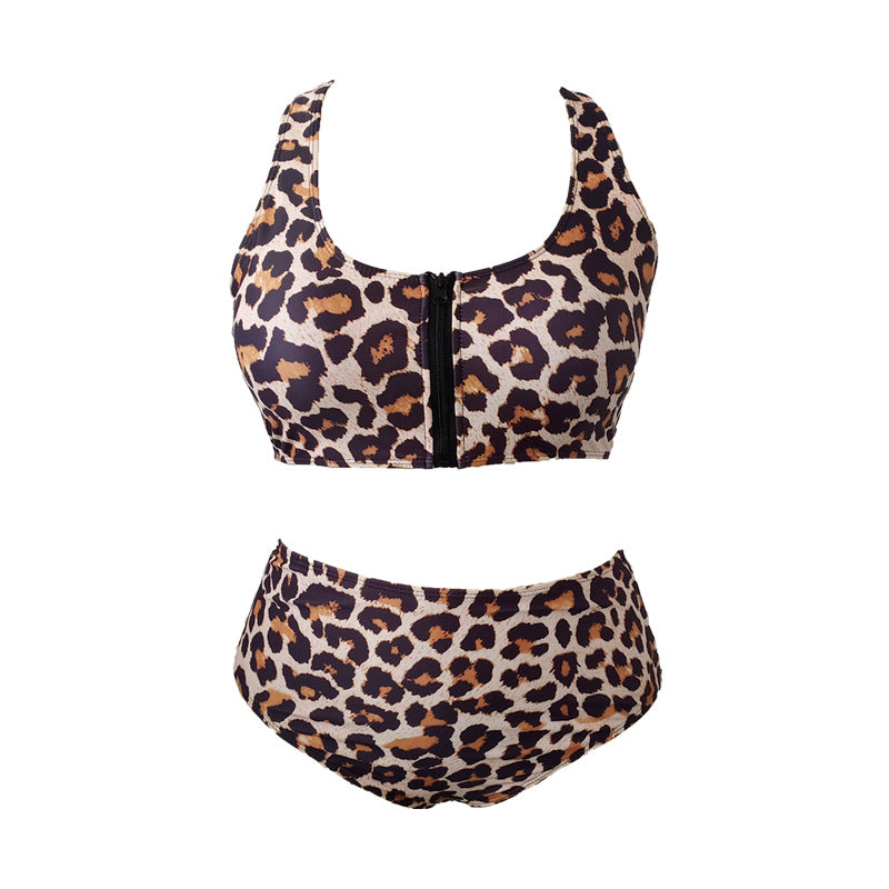 LF (L-4XL) 2026 swimsuit women's split leopard print plus size bikini